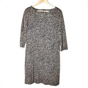 Chico's So Slimming 1 tan and black animal print knit sweater dress size 8 B90